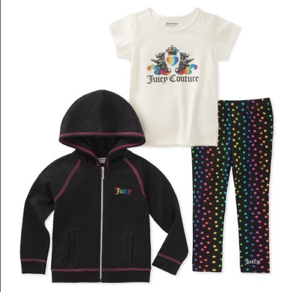 Juicy Couture Black Royal Heart Zip-Up Hoodie Set